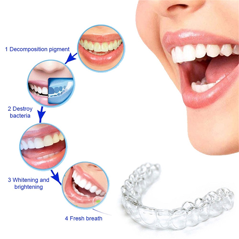 Pelindung Gigi Silikon Nyaman  - Teeth Whitening With Trays ulasan dan harga